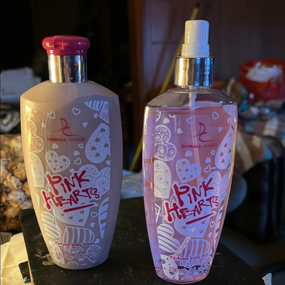 Pink Hearts Perfume Body Lotion and Spray - Pink